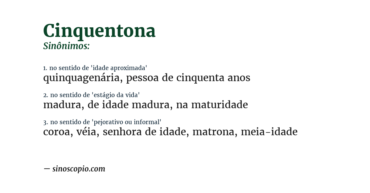 Sinônimo de cinquentona