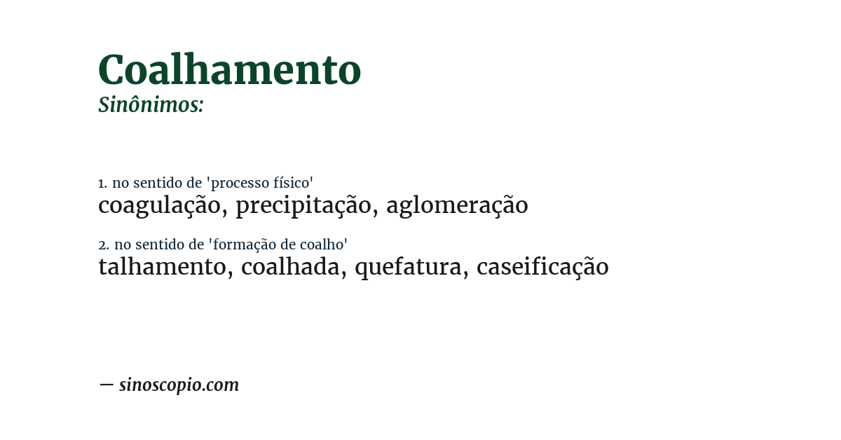 Sinônimo de coalhamento