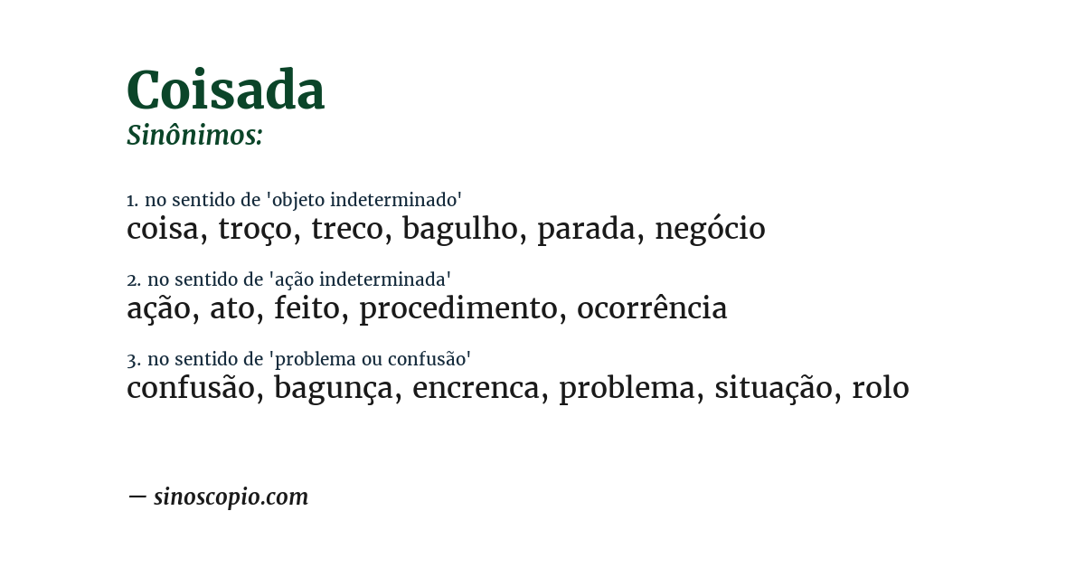 Sinônimo de coisada