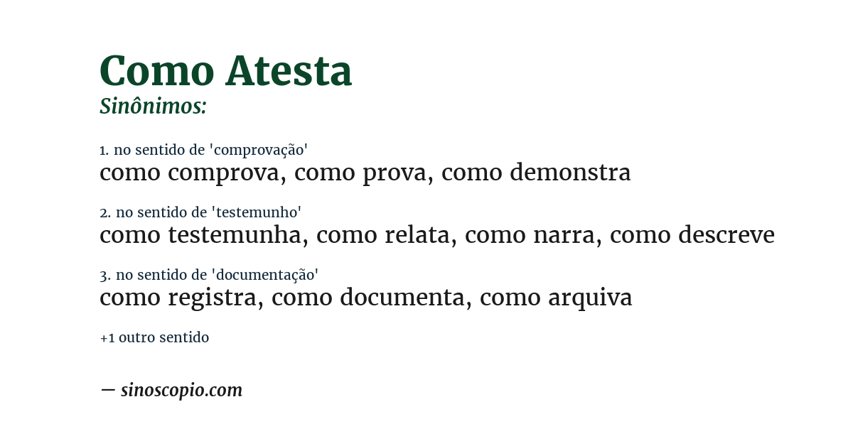 Sinônimo de como atesta