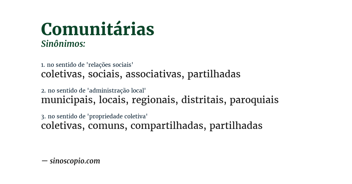 Sinônimo de comunitárias