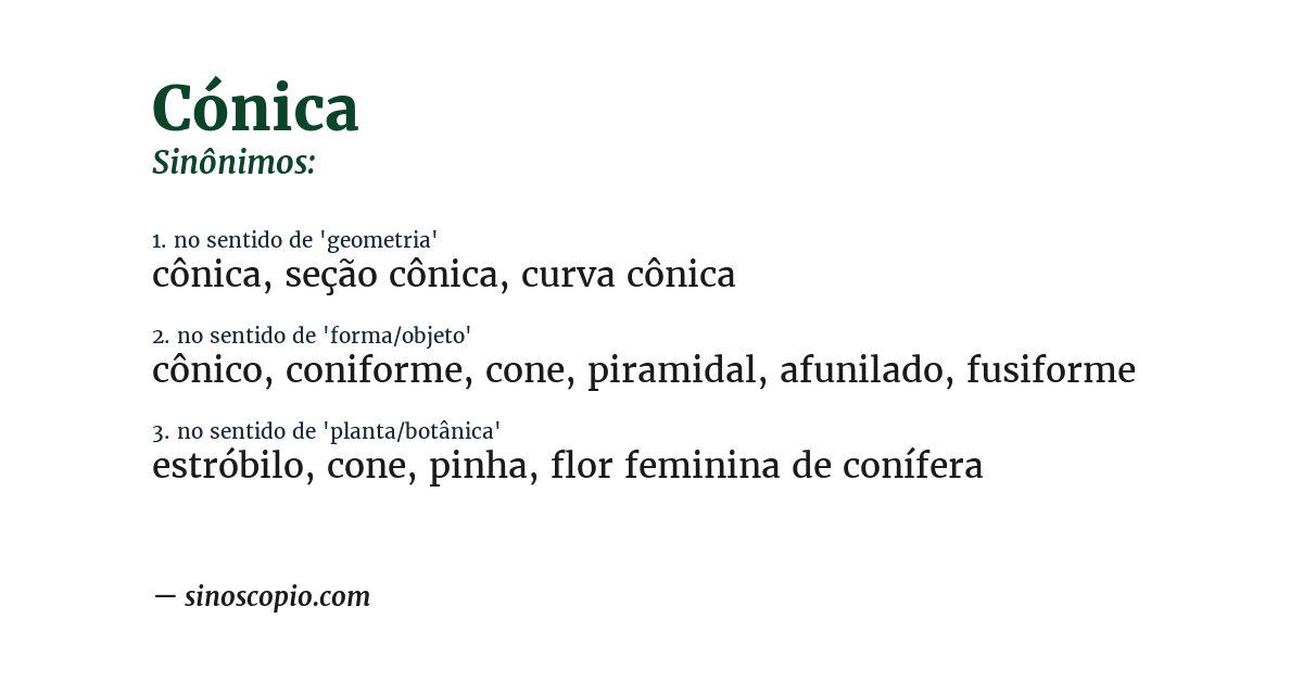 Sinônimo de cónica