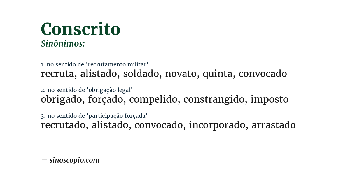Sinônimo de conscrito
