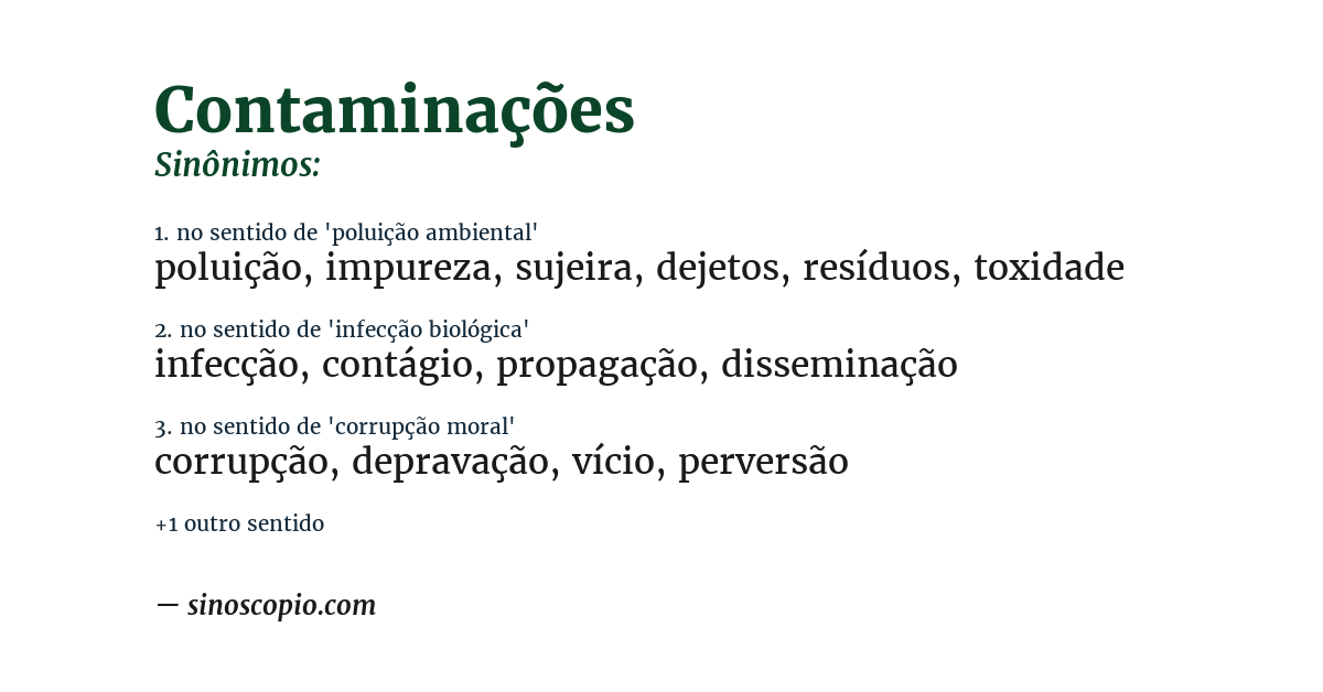 Sinônimo de contaminações
