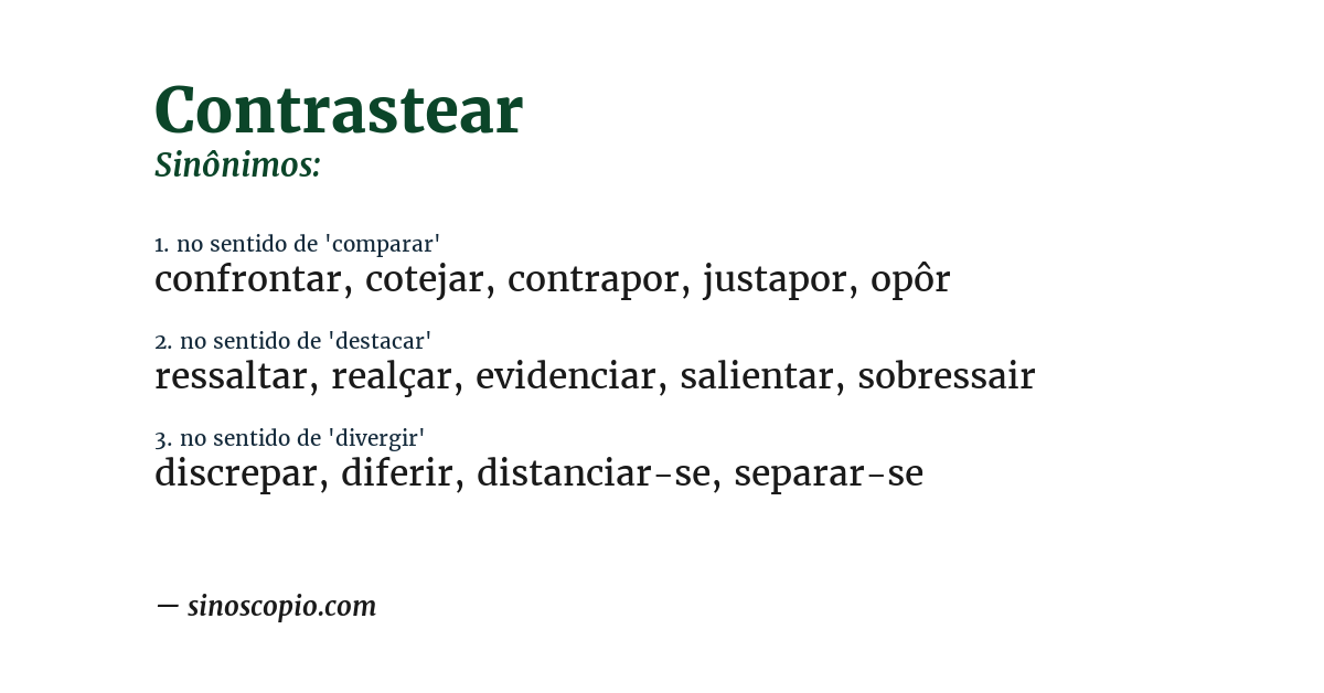 Sinônimo de contrastear