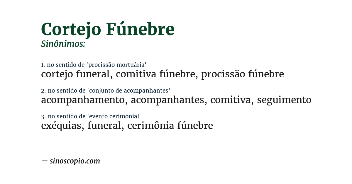 Sinônimo de cortejo fúnebre
