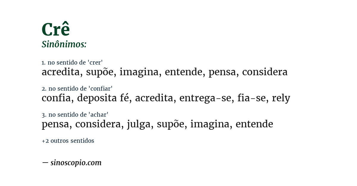Sinônimo de crê