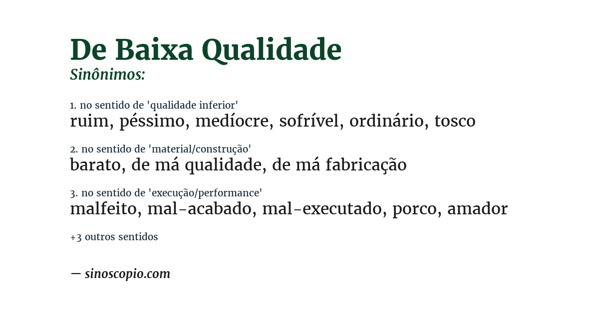 Sinônimo de de baixa qualidade