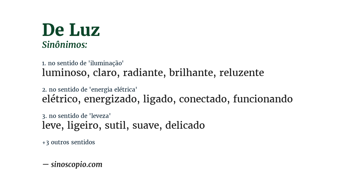 Sinônimo de de luz