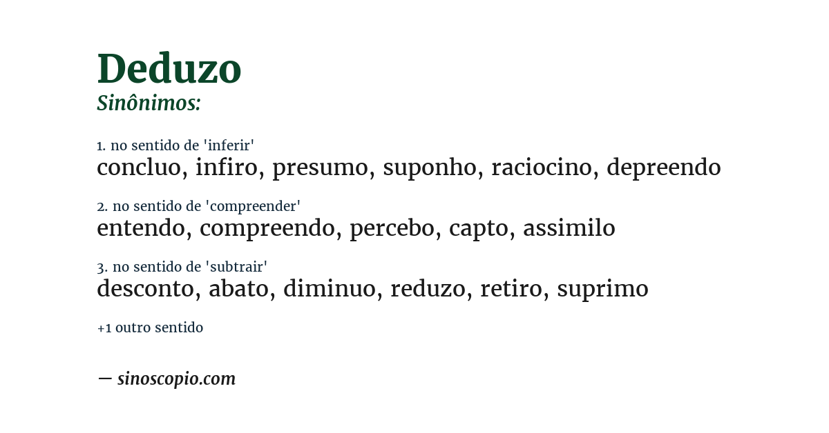 Sinônimo de deduzo