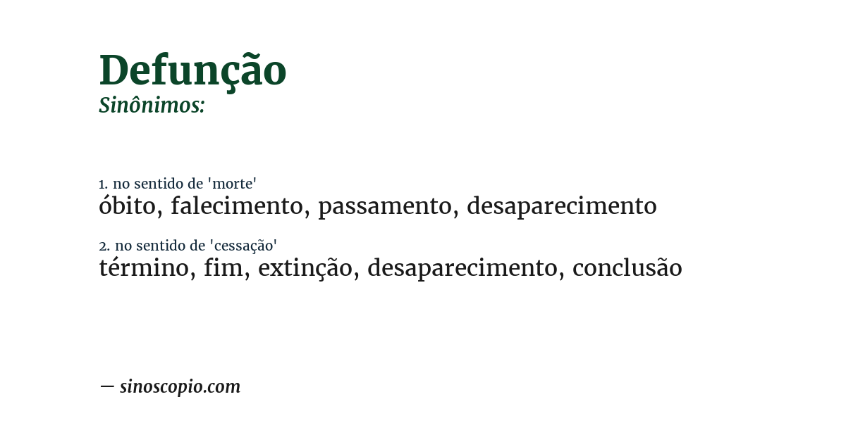 Sinônimo de defunção