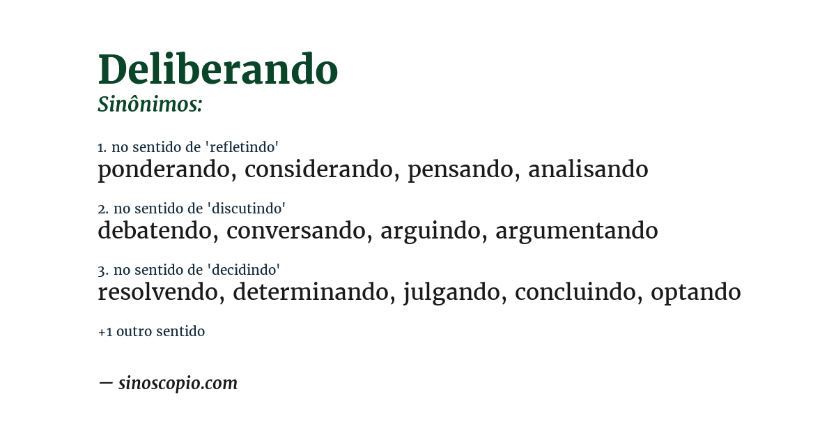 Sinônimo de deliberando
