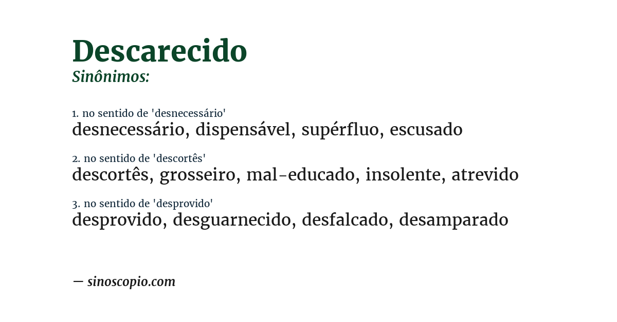 Sinônimo de descarecido