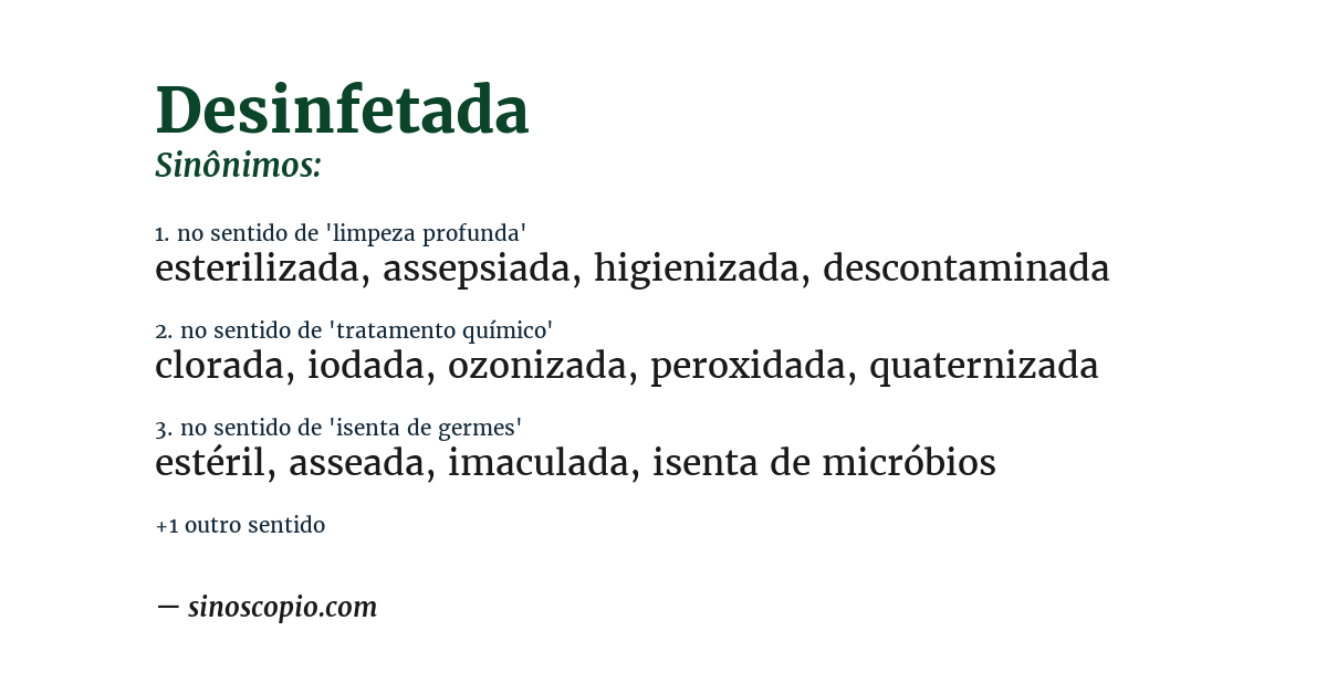Sinônimo de desinfetada