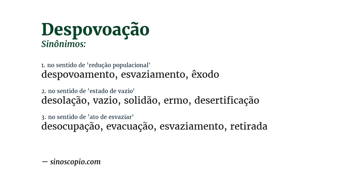 Sinônimo de despovoação