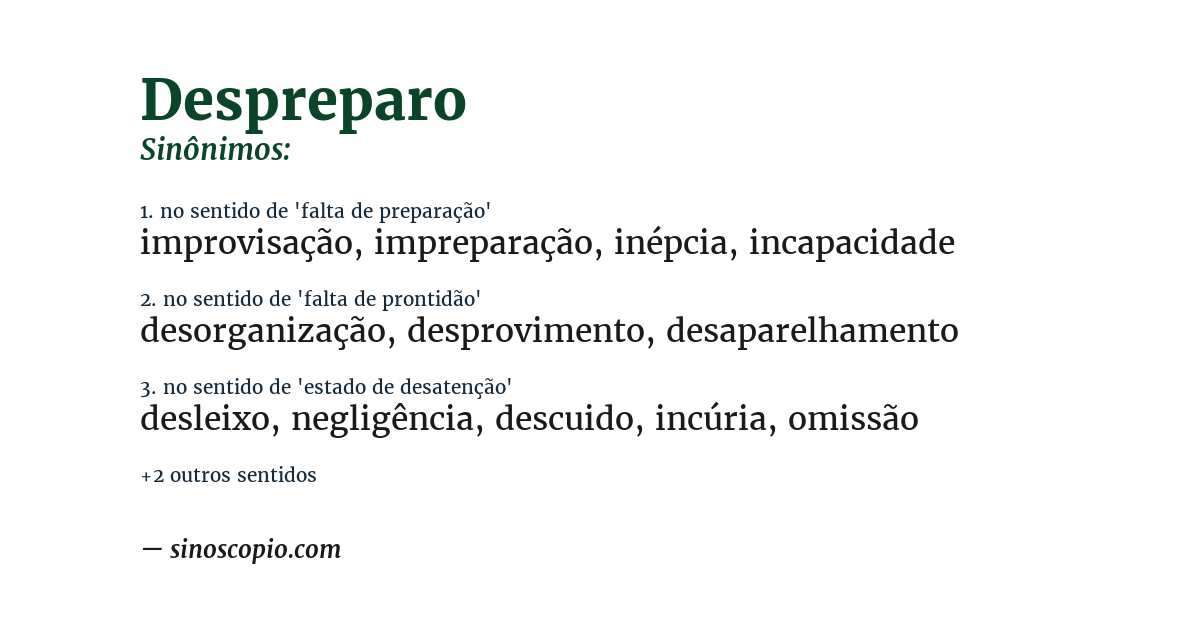 Sinônimo de despreparo