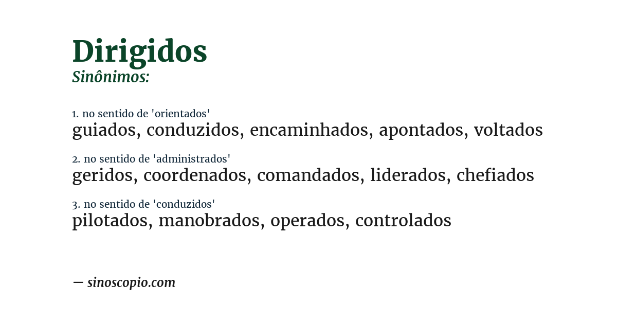 Sinônimo de dirigidos