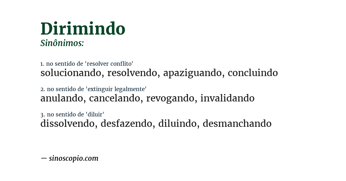 Sinônimo de dirimindo