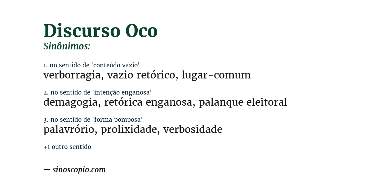 Sinônimo de discurso oco