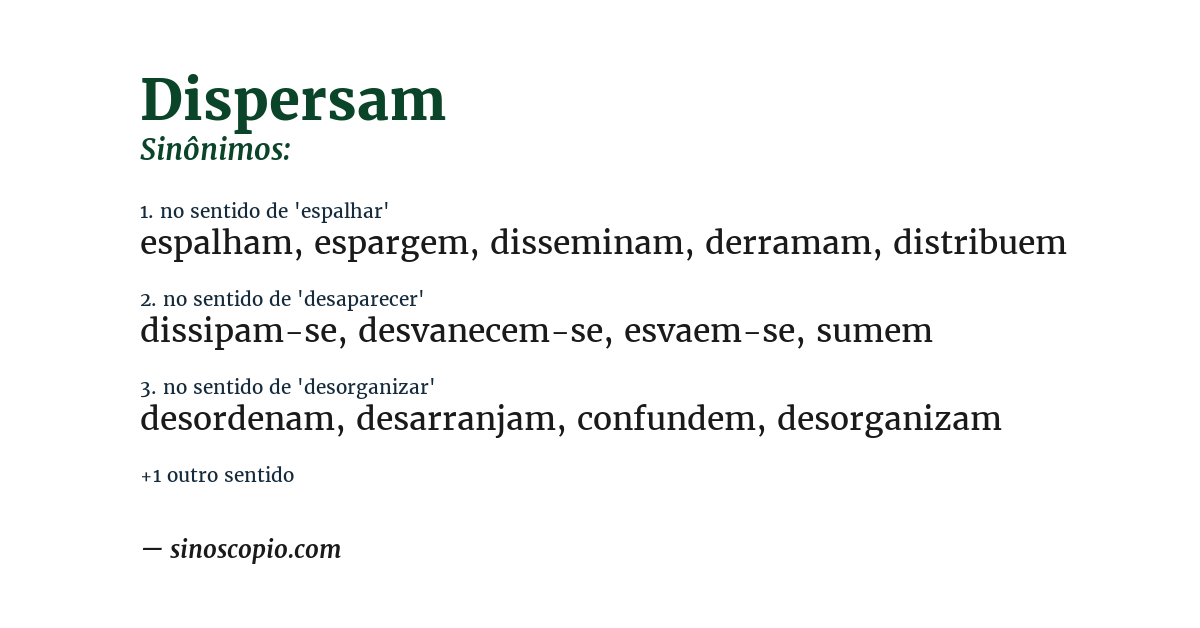 Sinônimo de dispersam