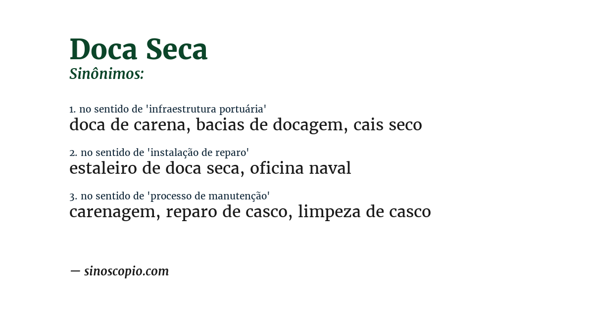 Sinônimo de doca seca