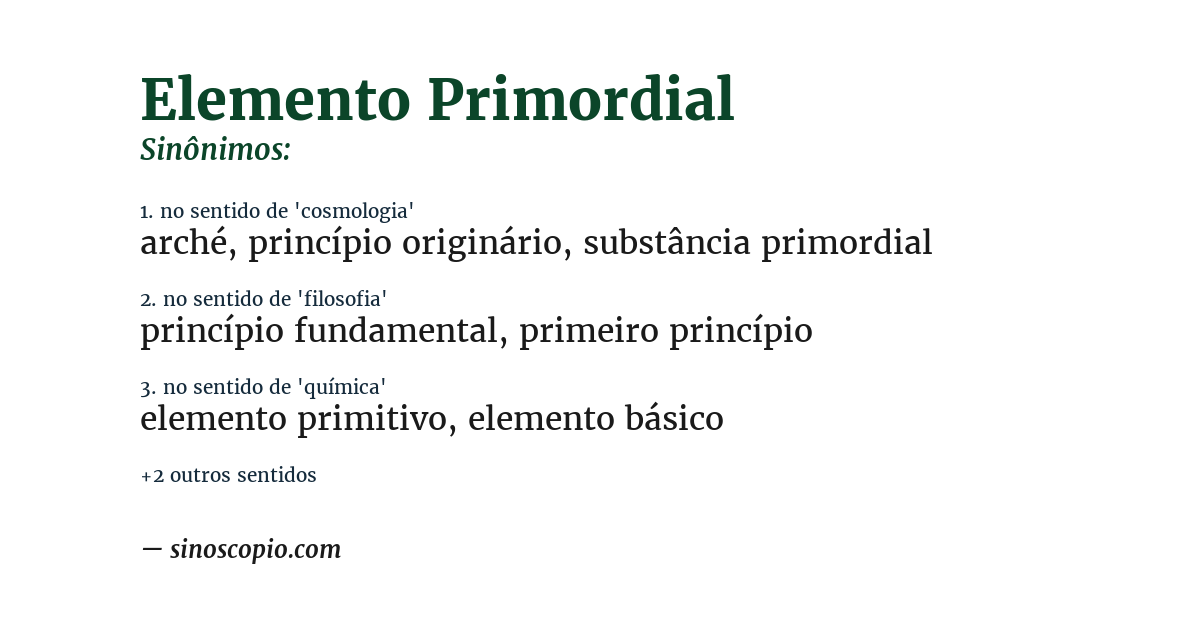 Sinônimo de elemento primordial