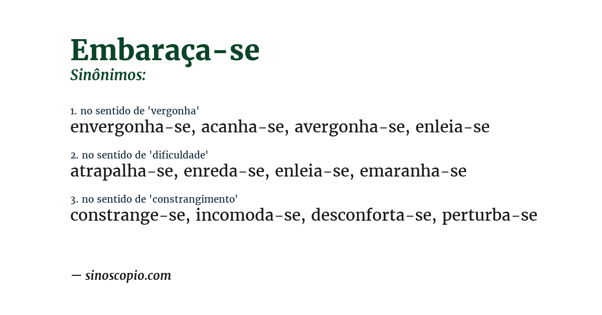Sinônimo de embaraça-se