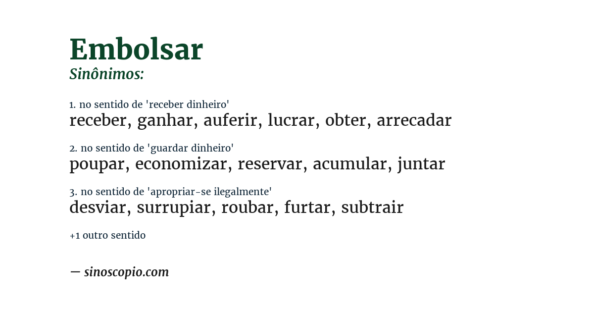 Sinônimo de embolsar