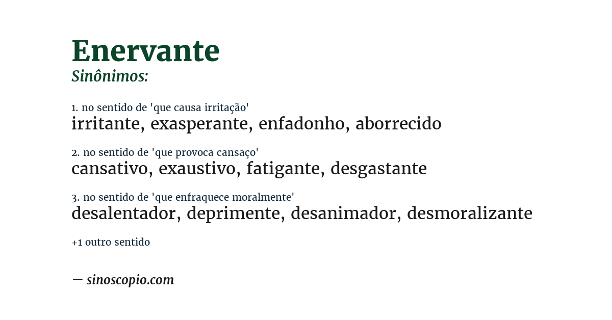 Sinônimo de enervante