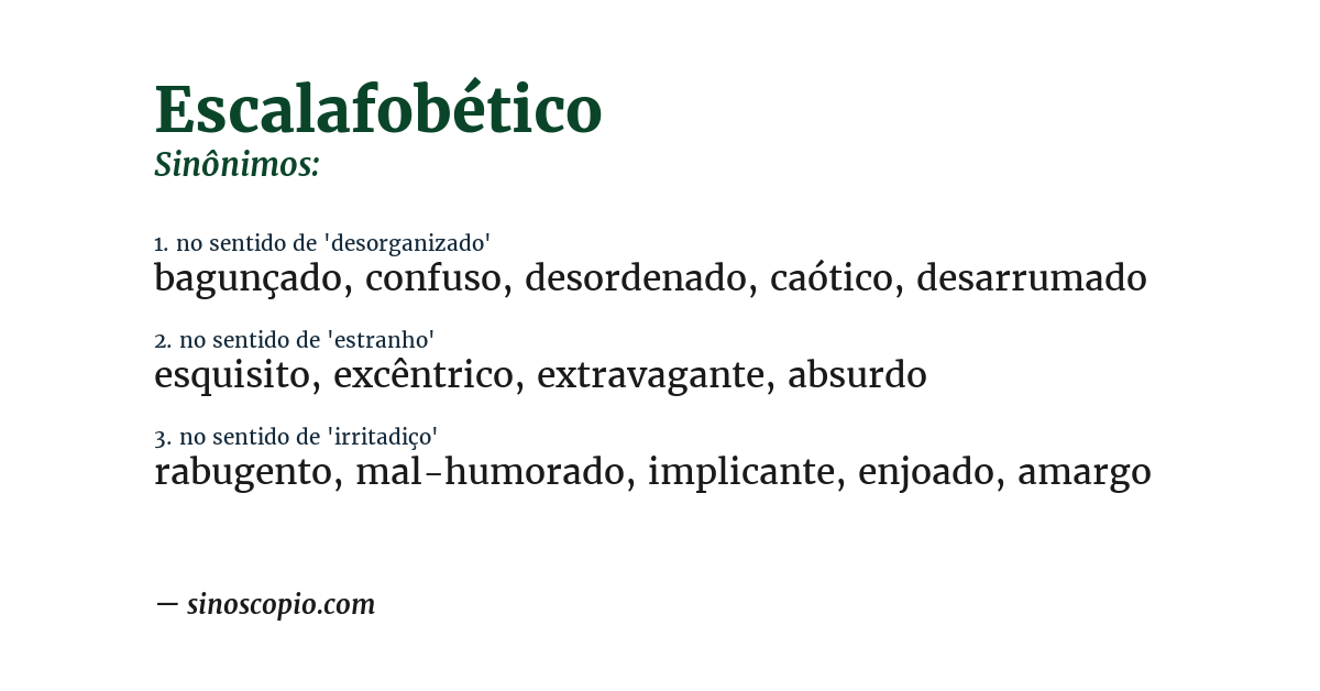 Sinônimo de escalafobético