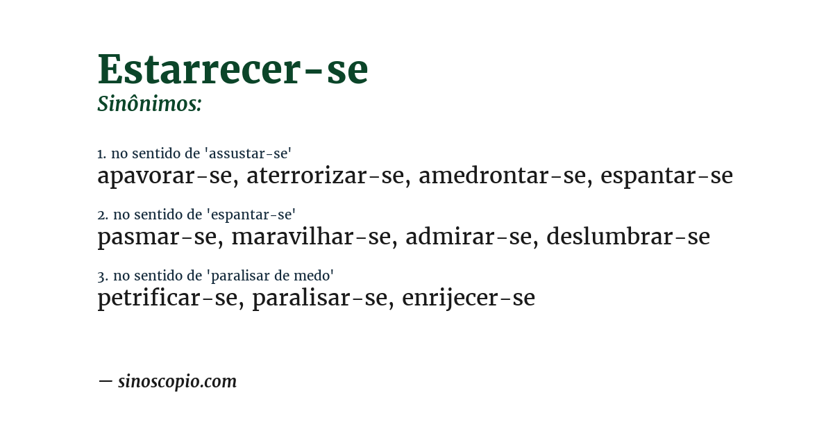 Sinônimo de estarrecer-se