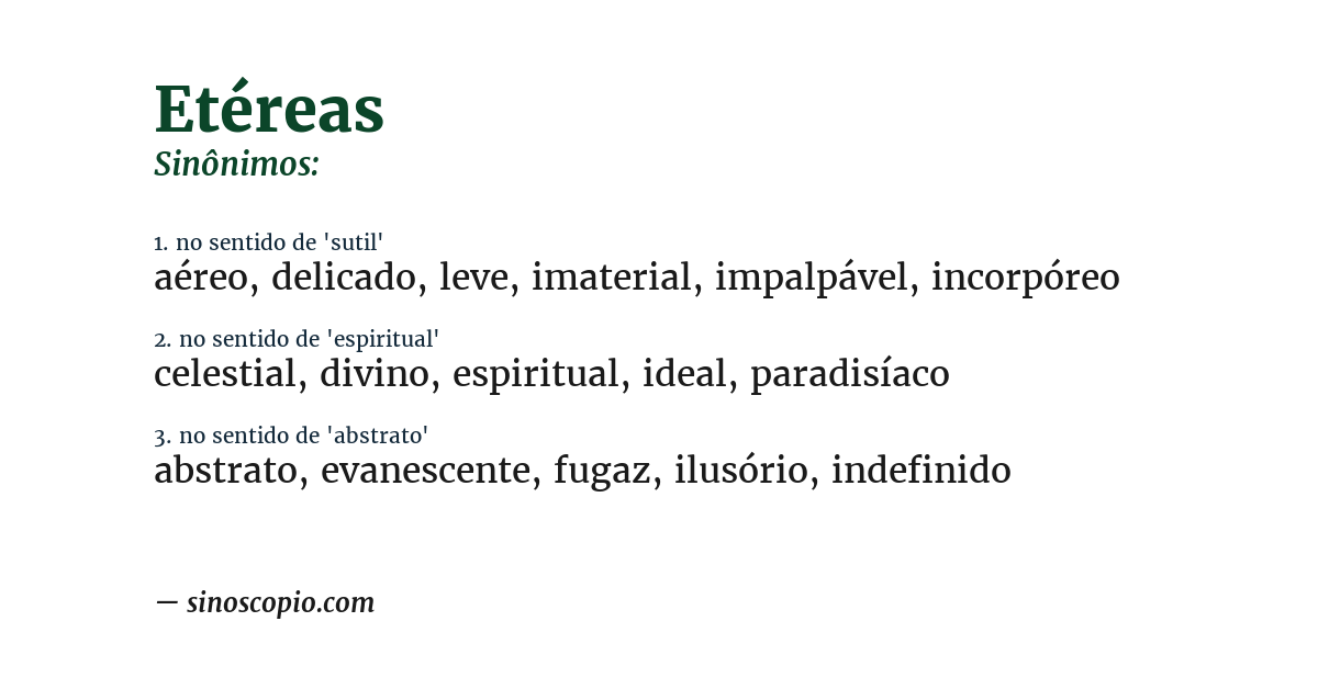 Sinônimo de etéreas
