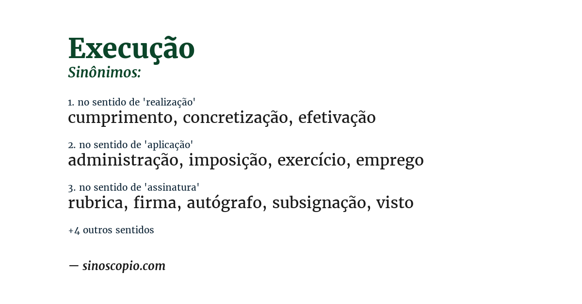 Sinônimo de execução