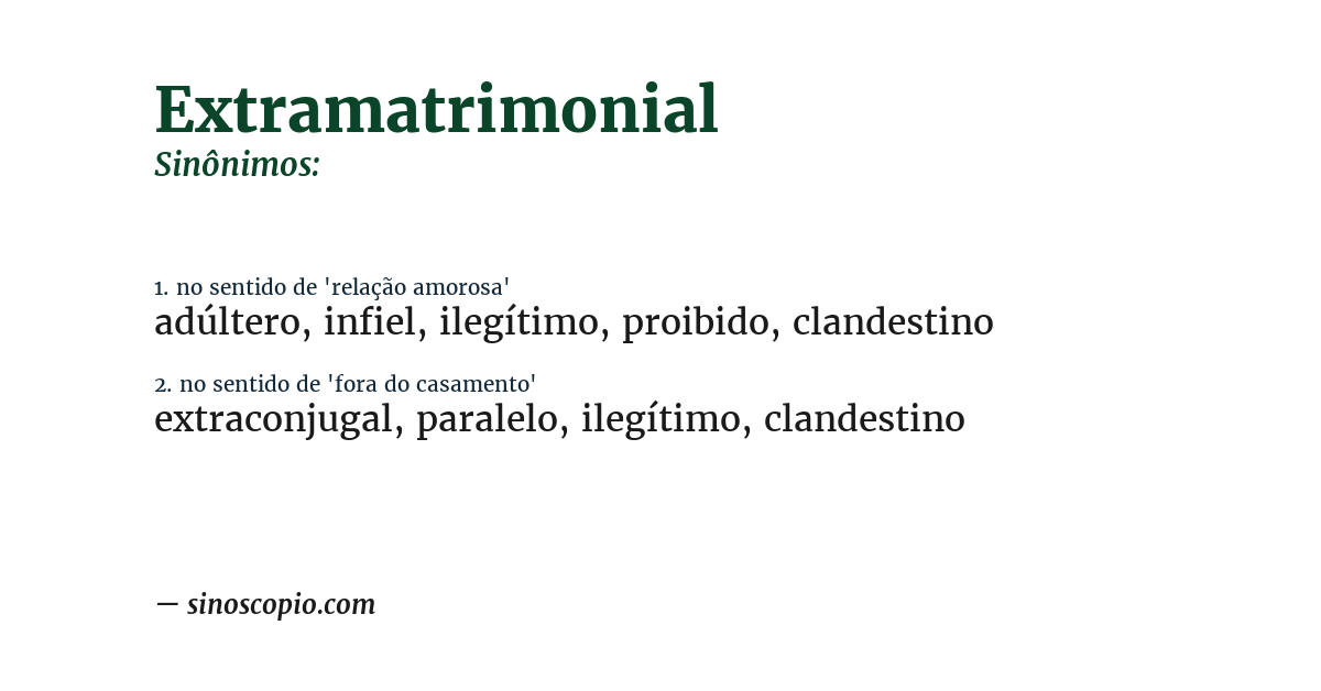 Sinônimo de extramatrimonial