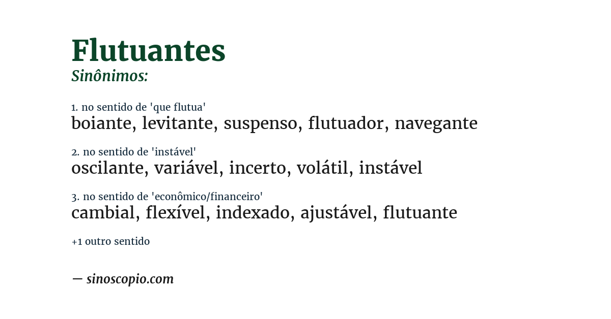 Sinônimo de flutuantes