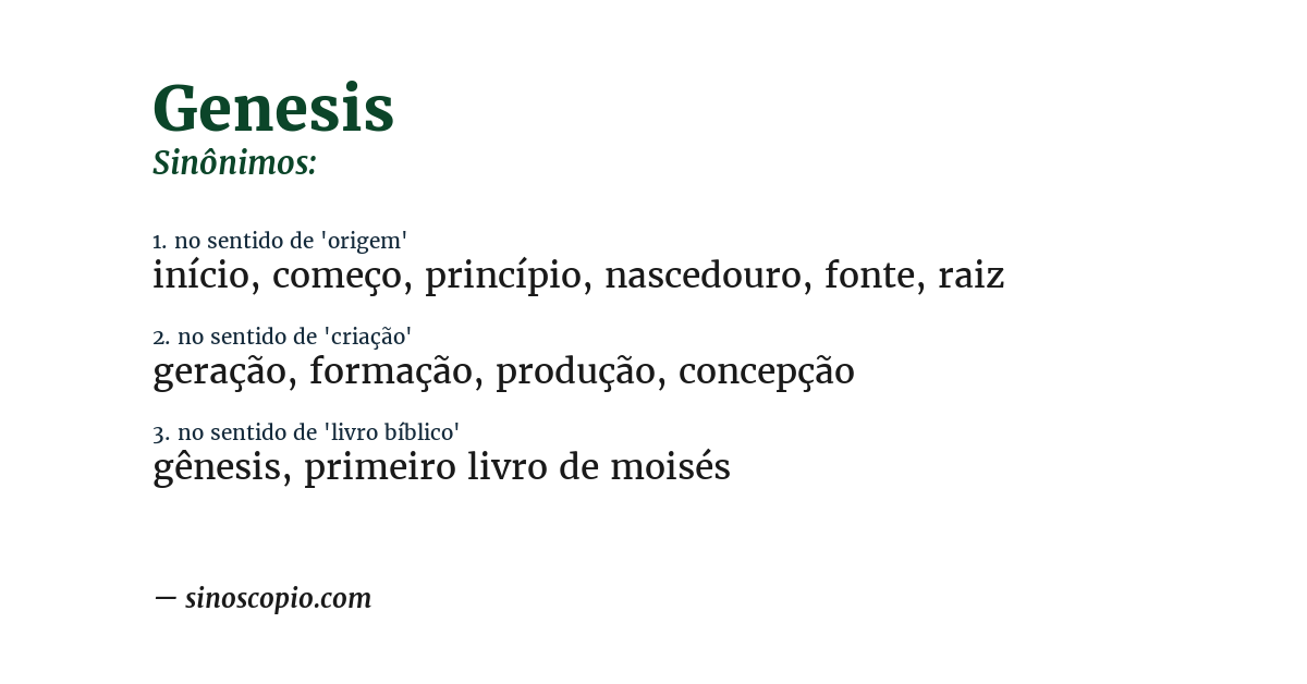 Sinônimo de genesis