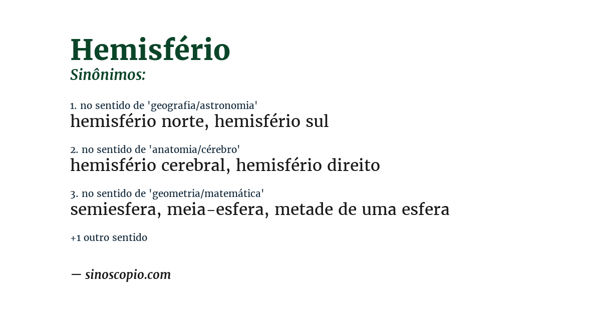 Sinônimo de hemisfério
