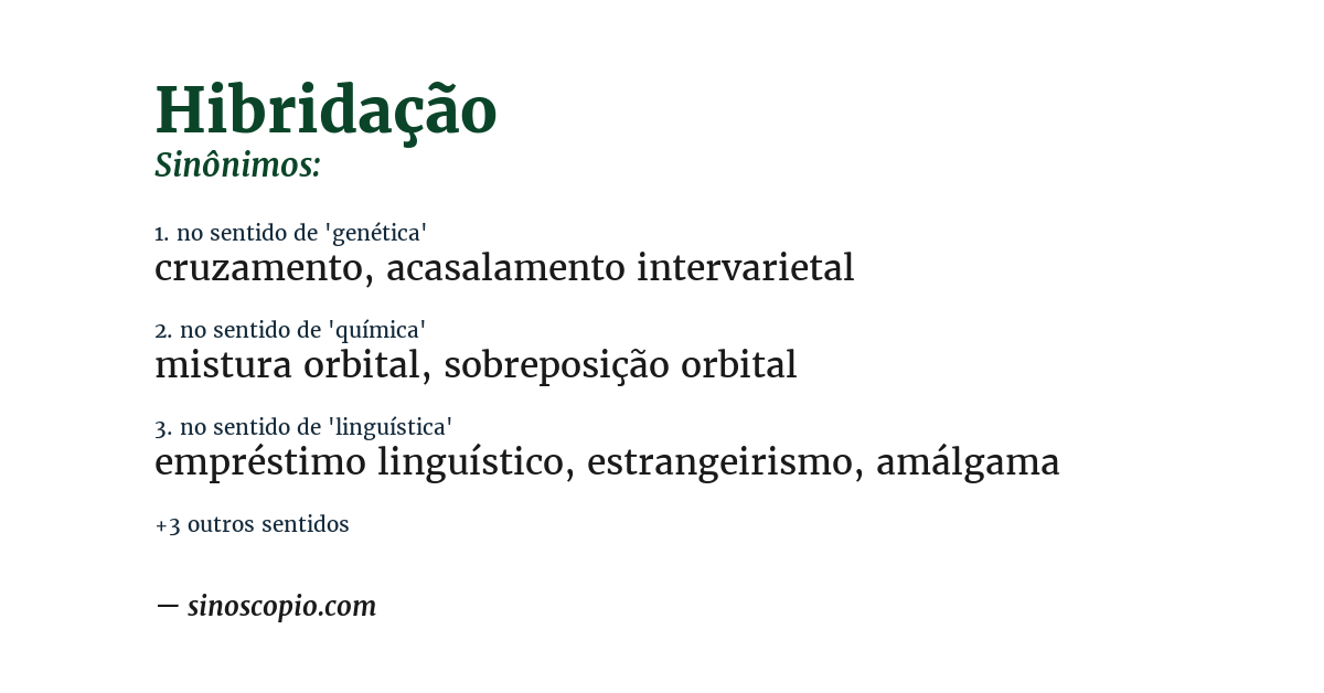 Sinônimo de hibridação