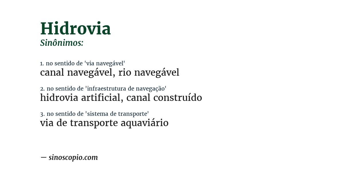 Sinônimo de hidrovia