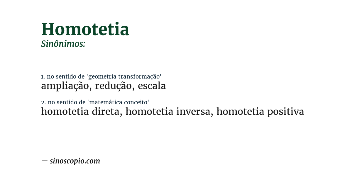 Sinônimo de homotetia