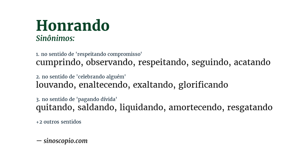 Sinônimo de honrando