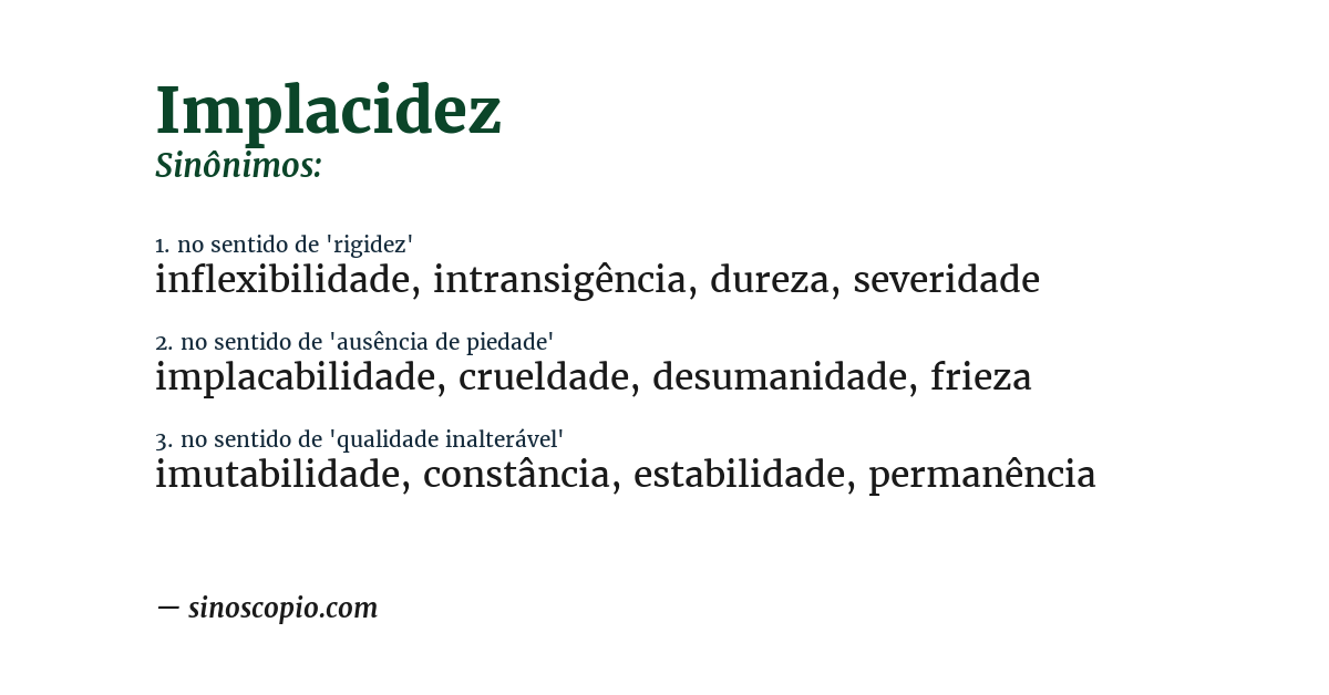 Sinônimo de implacidez