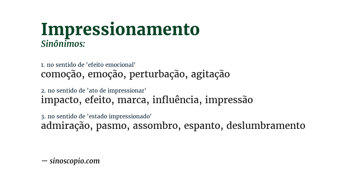 Sinônimo de impressionamento