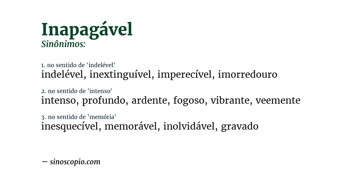 Sinônimo de inapagável