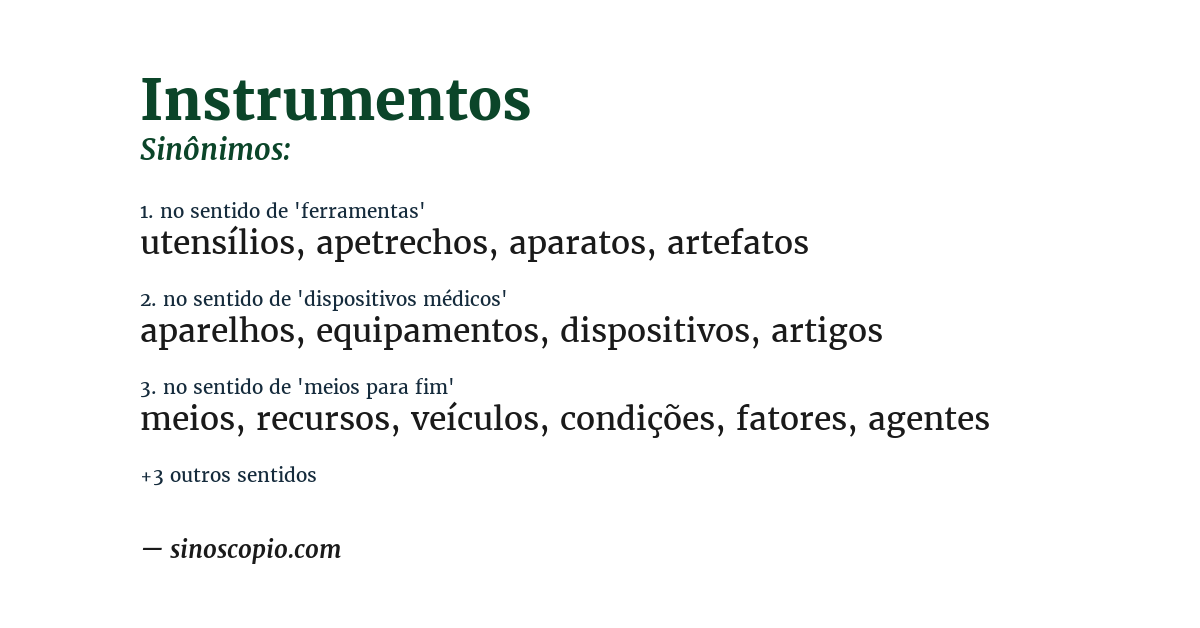 Sinônimo de instrumentos