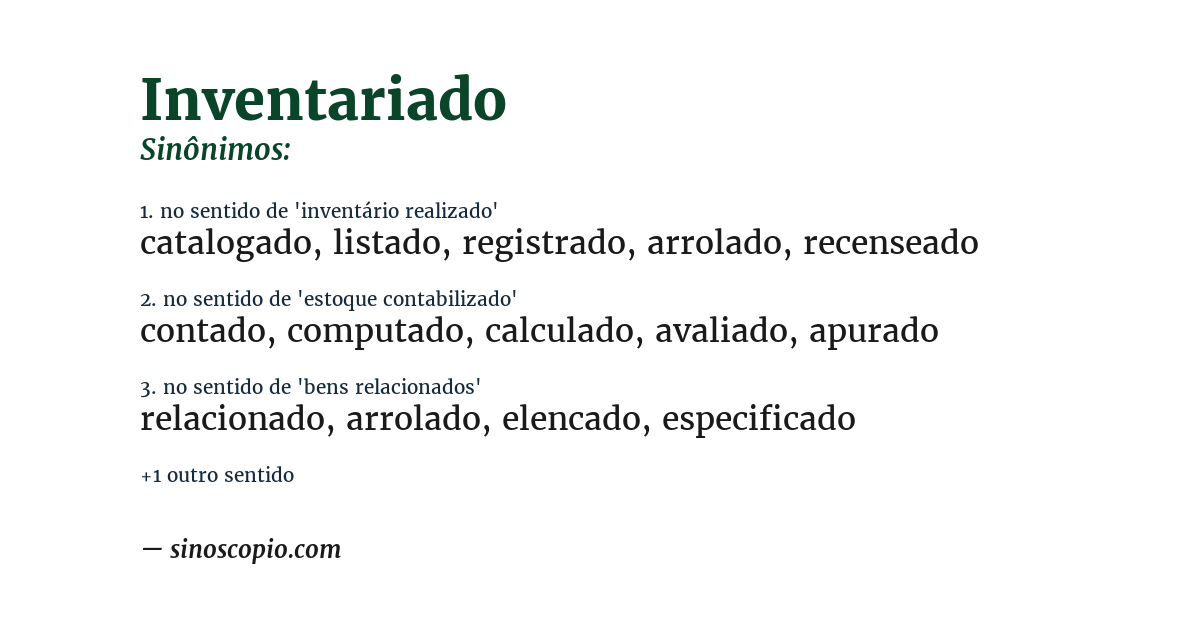 Sinônimo de inventariado