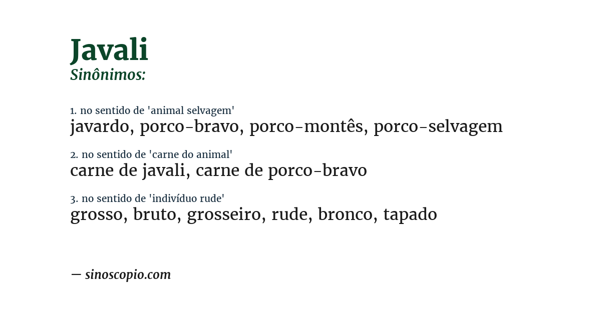 Sinônimo de javali