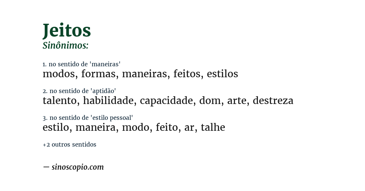 Sinônimo de jeitos