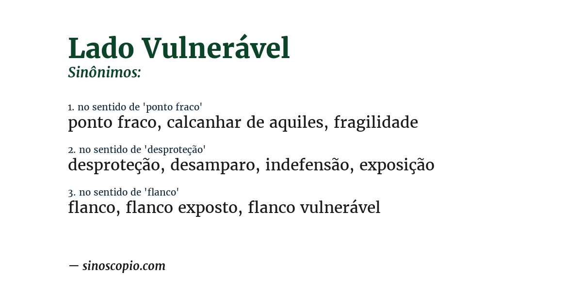 Sinônimo de lado vulnerável