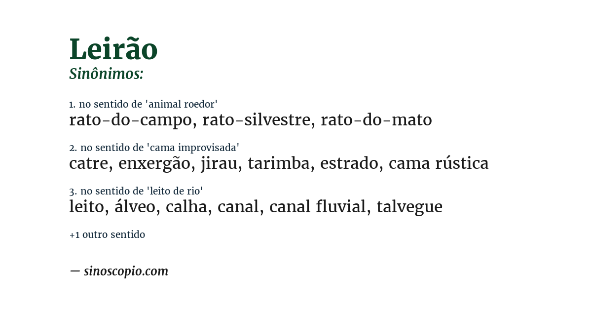 Sinônimo de leirão